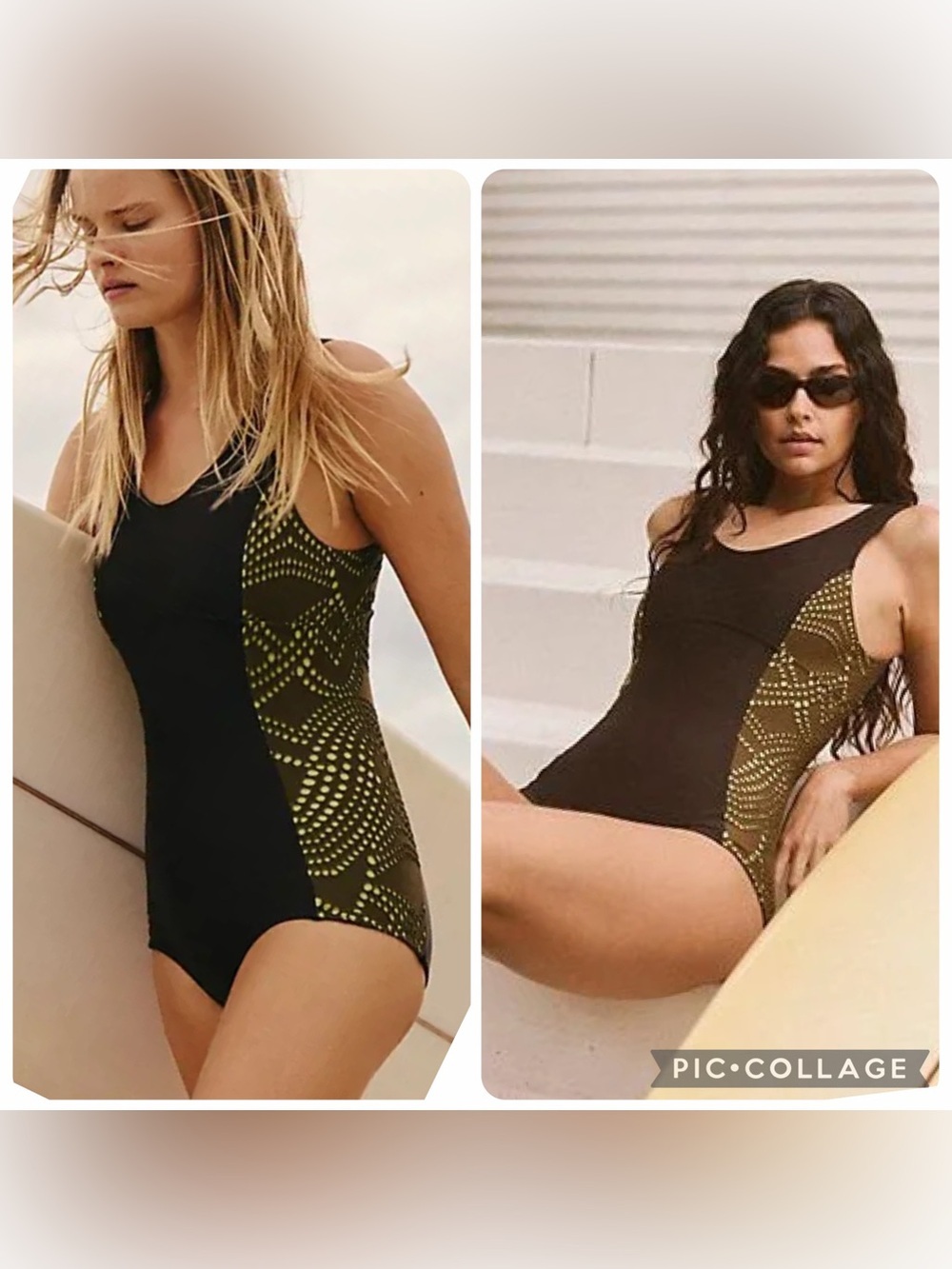 NWT new medium Seea free people Lilia one piece swimsuit brown green laser cut